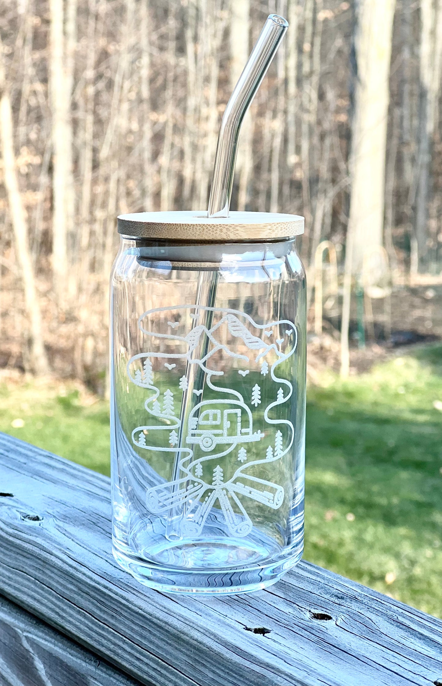 Engraved Camping/Outdoors Beer Can Glass - 16oz