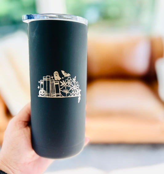 Book Shelf Fall Themed - Pumpkin Spice Engraved Tumbler