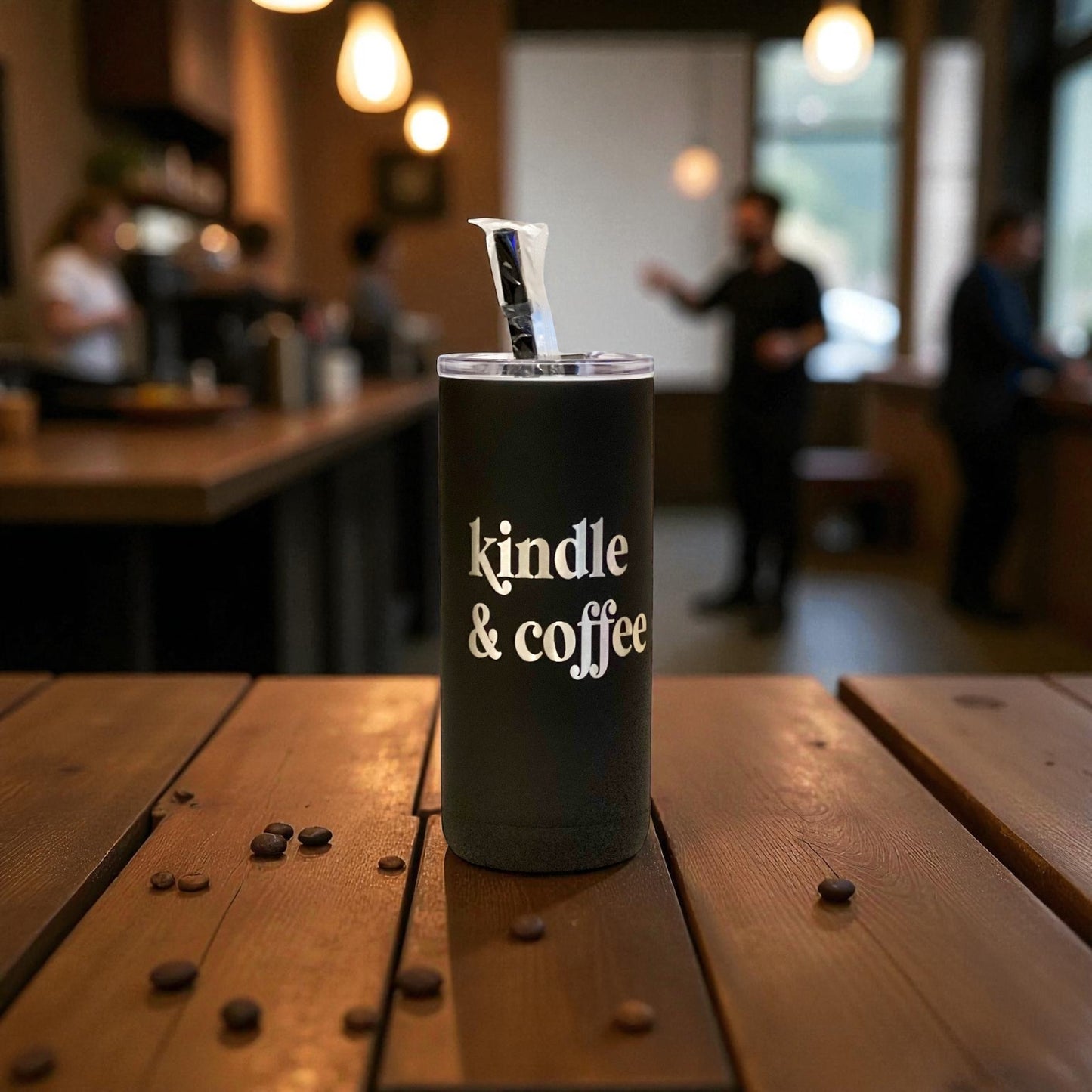 Kindle and Coffee- Book Inspired - Engraved Tumbler - 16oz