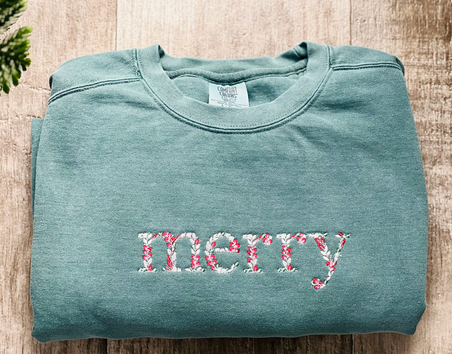 Merry - Christmas - Holiday Comfort Colors Embroidered Sweatshirt