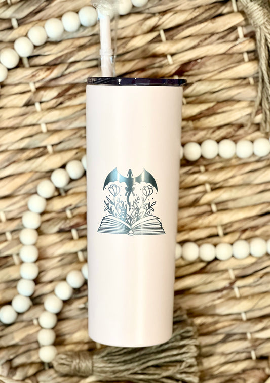 Floral Dragon - Book Inspired - Engraved Tumbler - 20oz