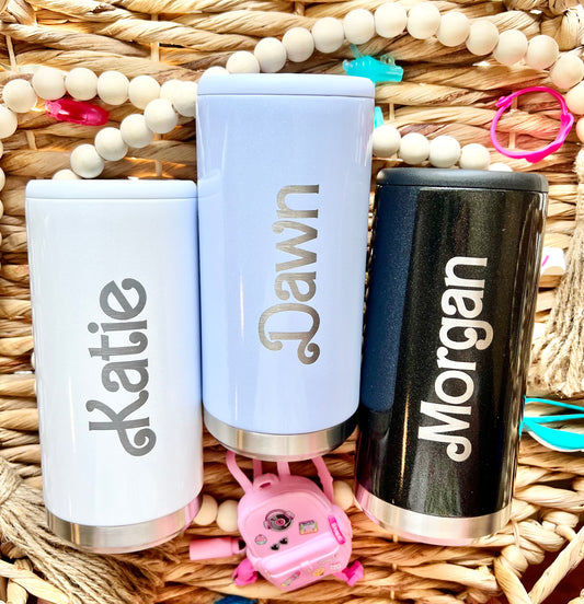 Skinny Can Cooler - Doll Inspired - Engraved Tumblers