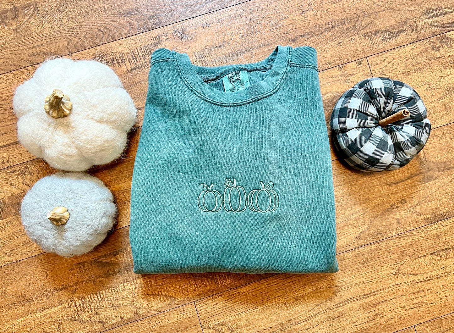 Pumpkin - Comfort Colors Embroidered Sweatshirt