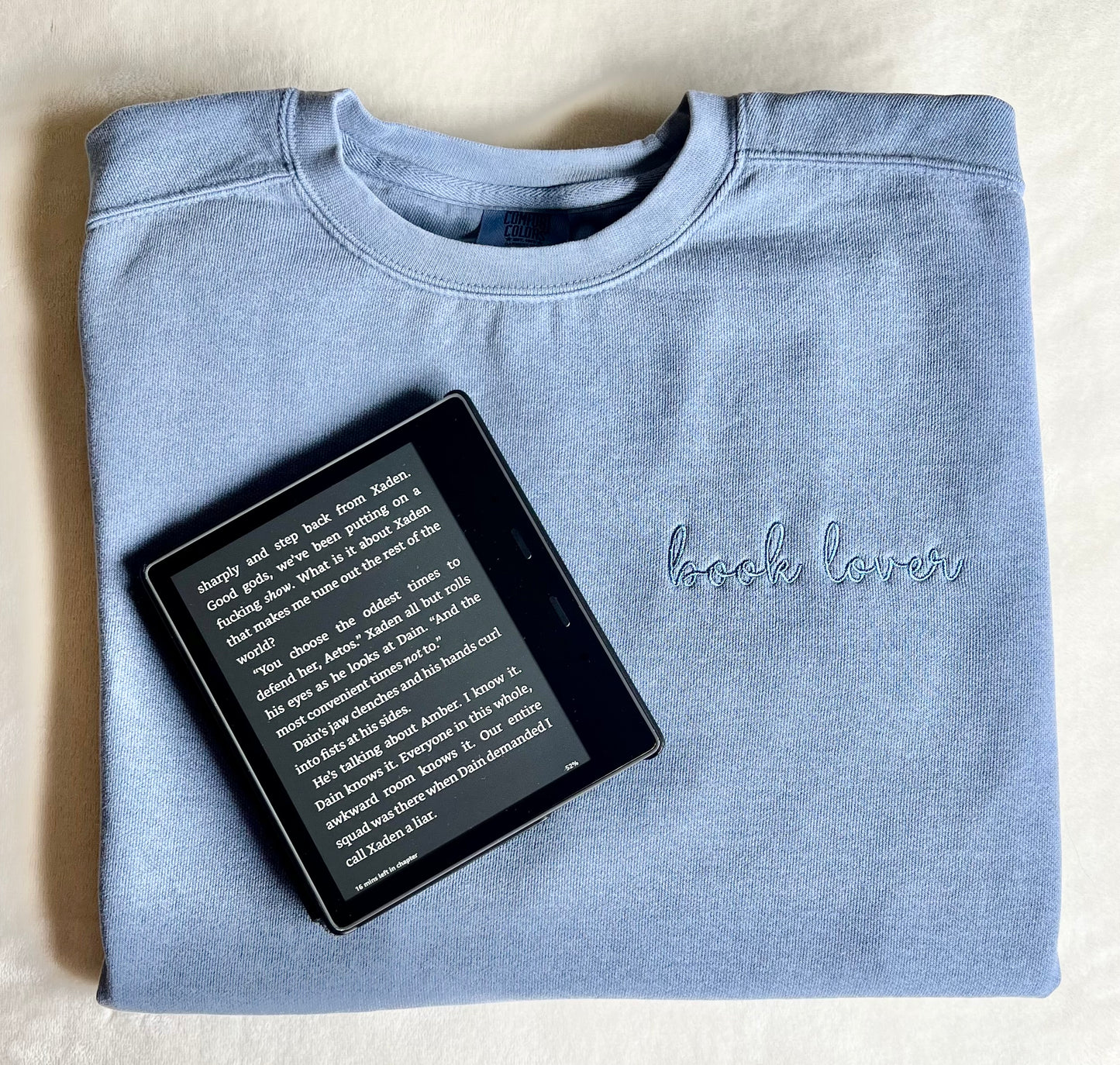 Book Lover - Comfort Colors Embroidered Sweatshirt