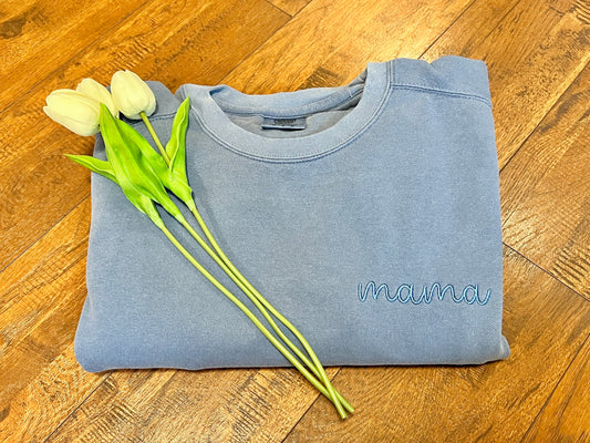 Mama - Comfort Colors Embroidered Sweatshirt