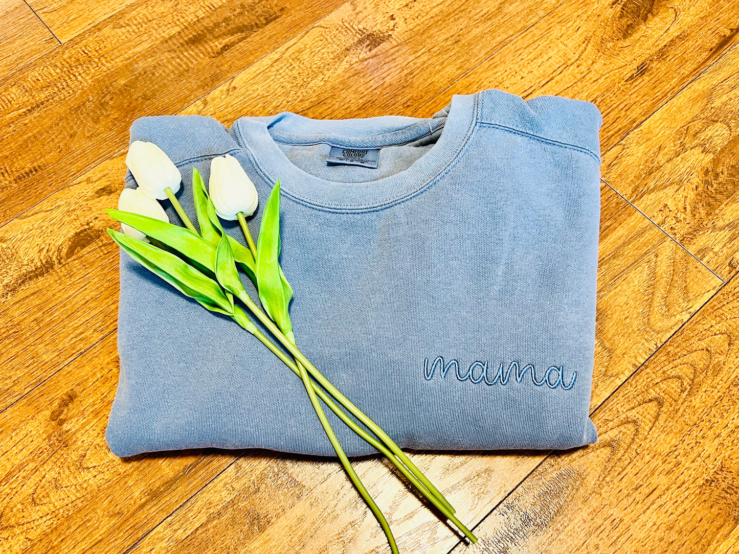 Mama - Comfort Colors Embroidered Sweatshirt