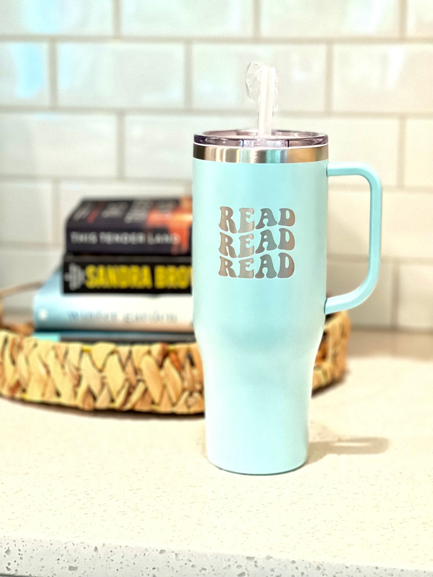 "Read Read Read" Book Tumbler - 40oz Engraved Tumbler