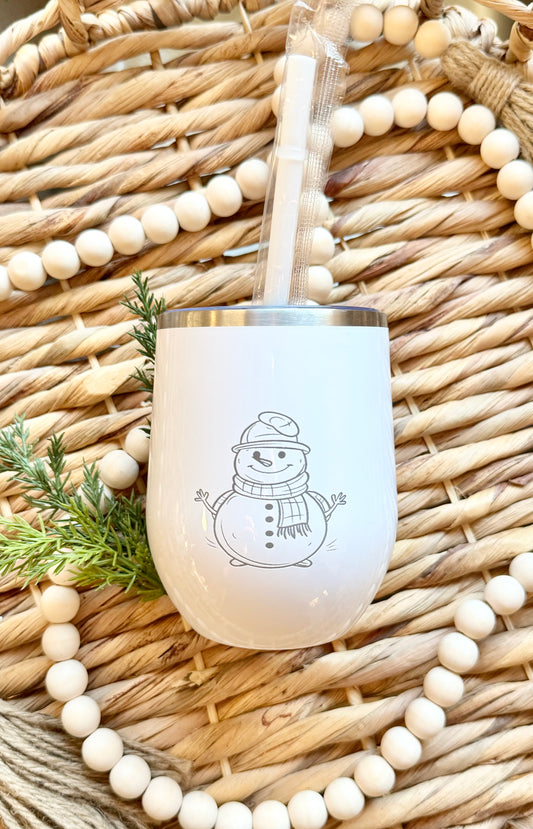 Snowman - Christmas - Wine Tumbler - 12oz