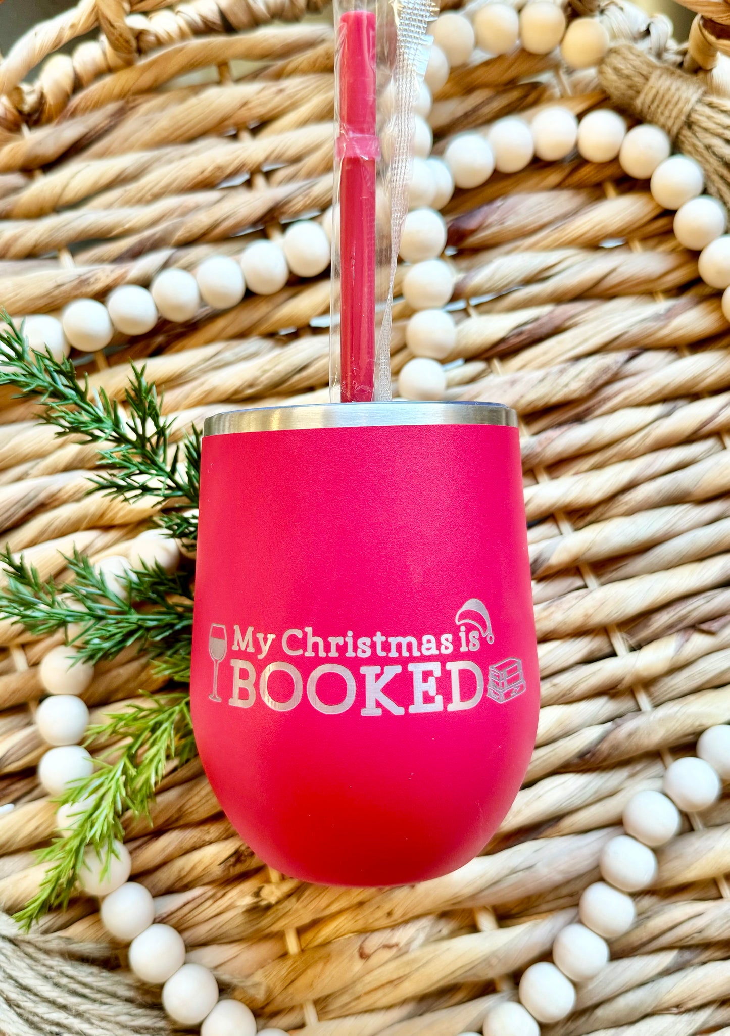 “My Christmas is Booked” - Christmas - Wine Tumbler - 12oz