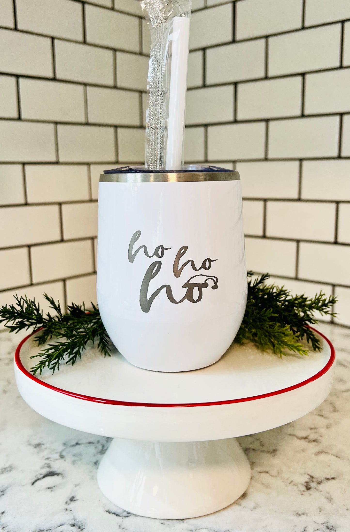 “Ho, Ho, Ho” - Christmas - Wine Tumbler - 12oz