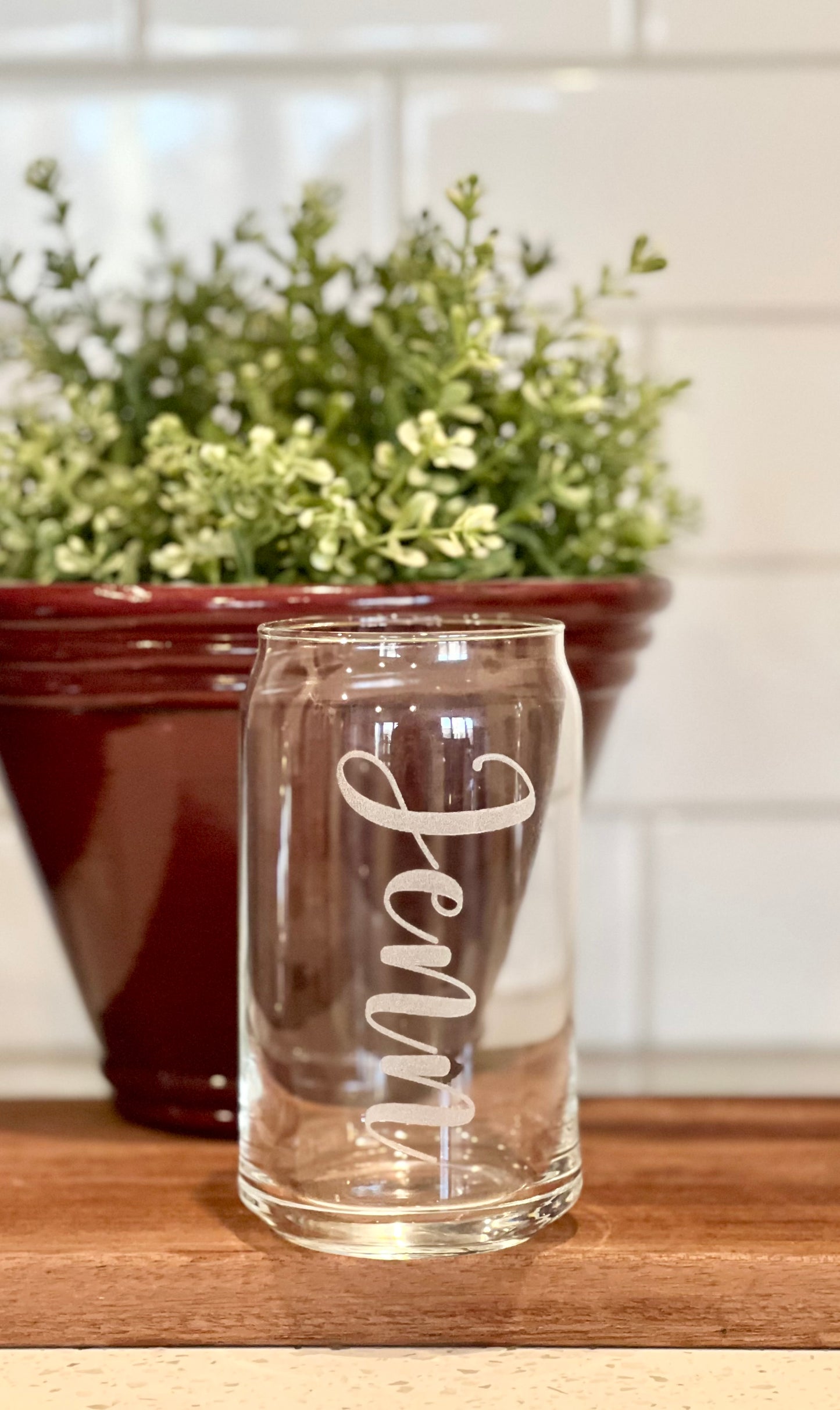 Engraved Personalized/Custom Name Beer Can Glass - Iced Coffee Glass - 16oz