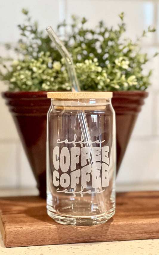 Engraved “Coffee Coffee Coffee” Beer Can Glass - 16oz