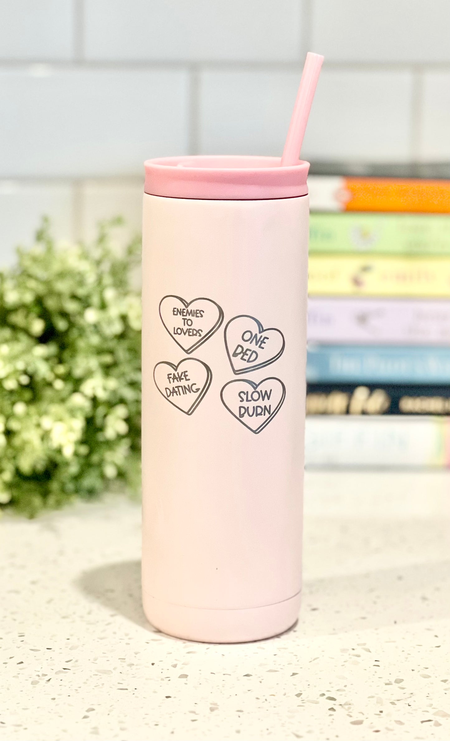 Book Trope “Conversation Heart” - Engraved Tumbler - 20oz