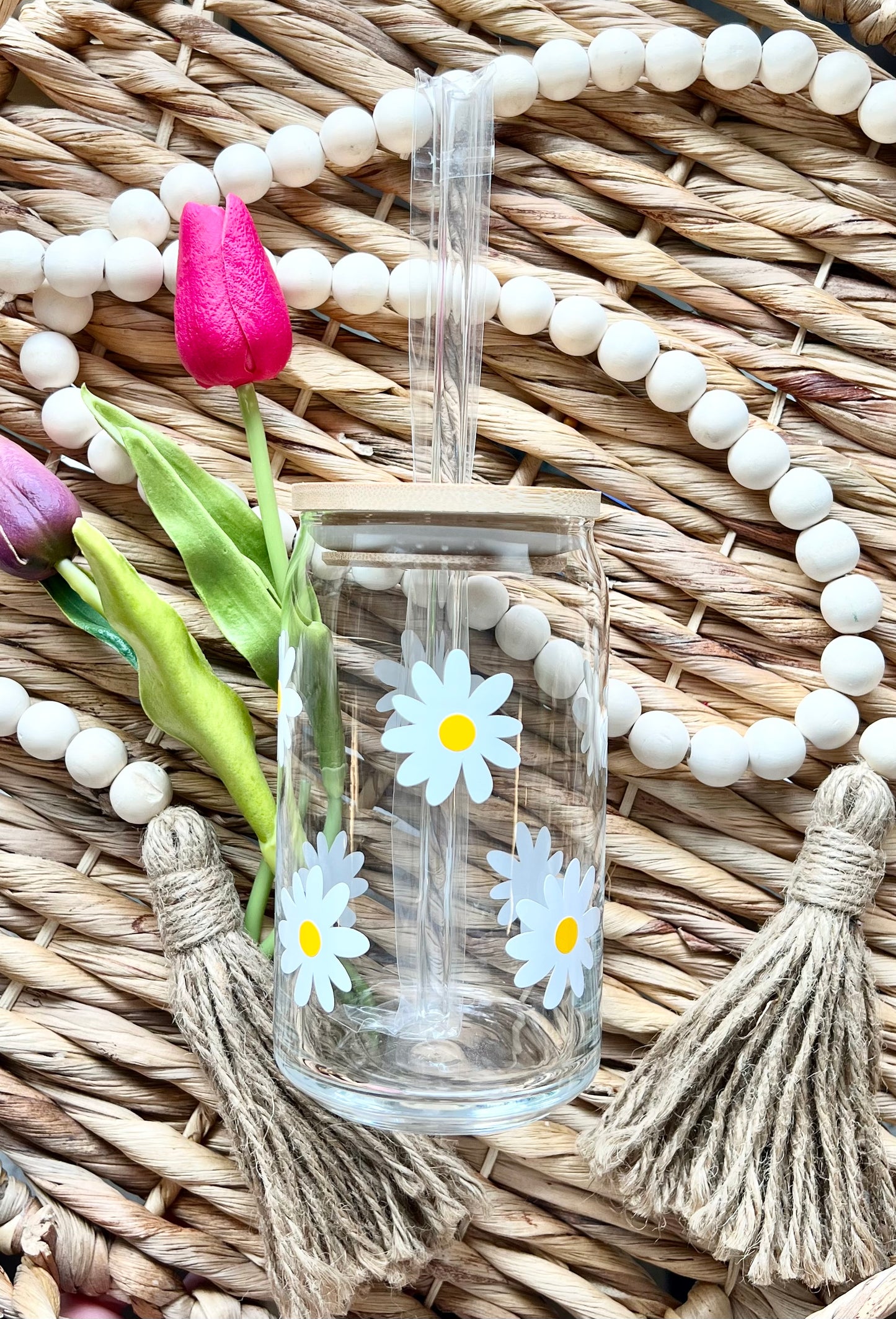 Daisies - Spring/Summer - Beer Can Glass - 16oz