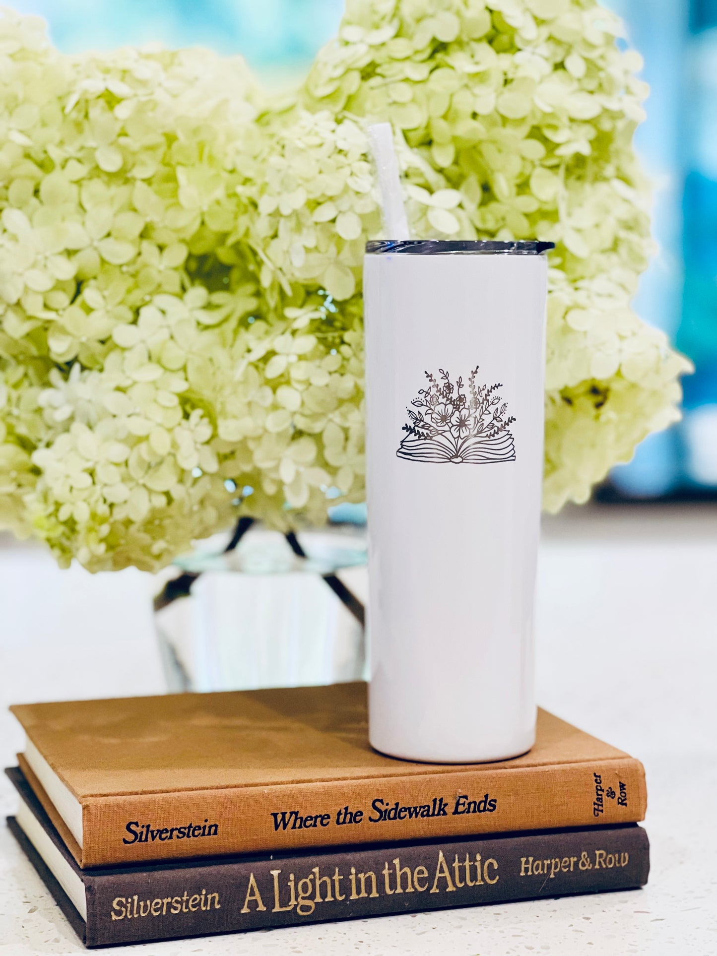 Floral Book Engraved Tumbler - 20oz