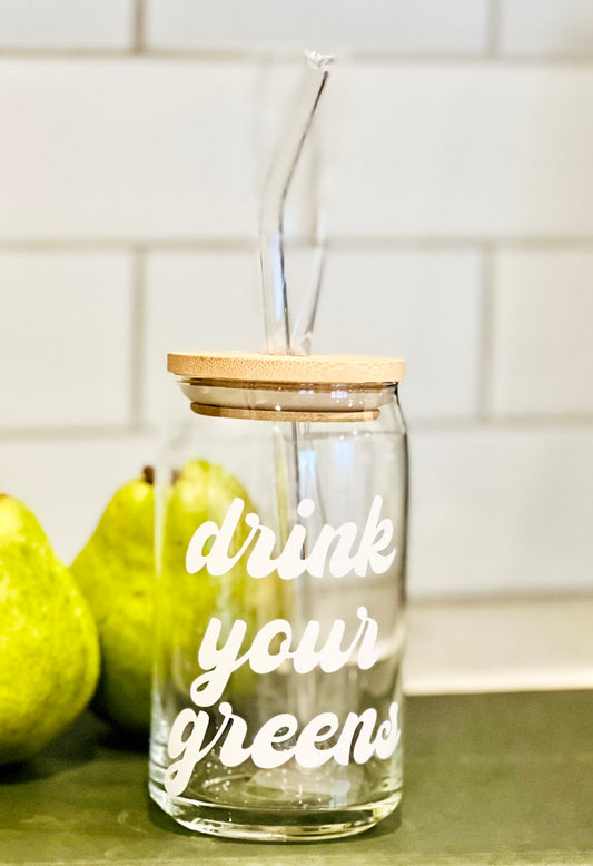 Arbonne Inspired “Drink Your Greens” Beer Can Glass - 16oz