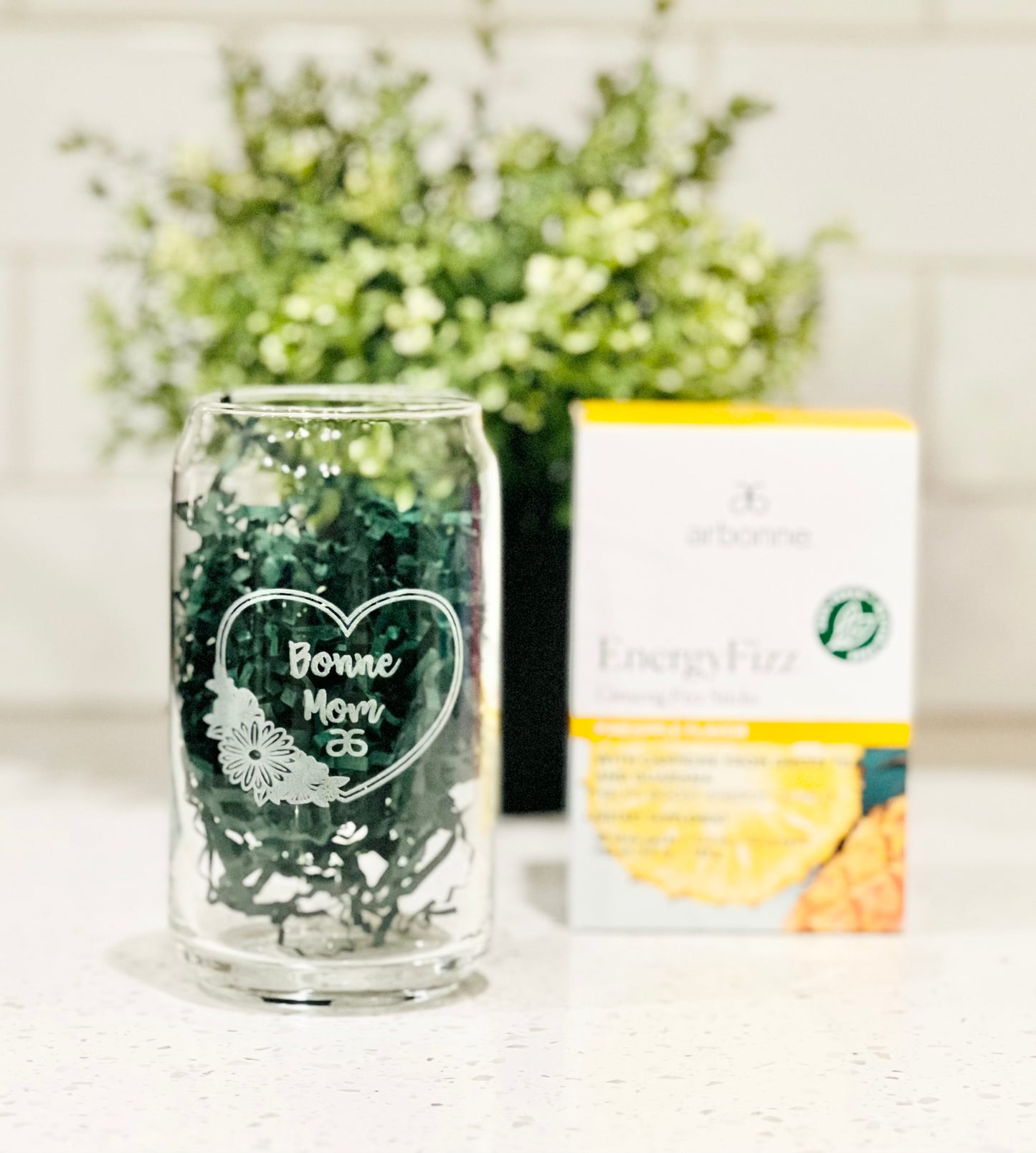 “Bonne Mom” Arbonne Inspired Beer Can Glass - 16oz