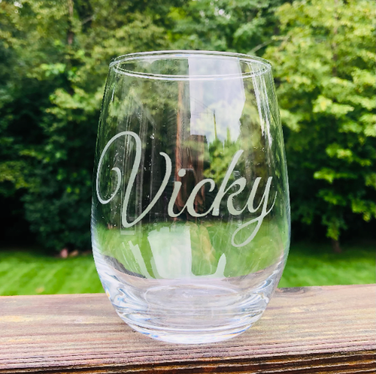Neem Wood Wine Glasses Personalized With Name