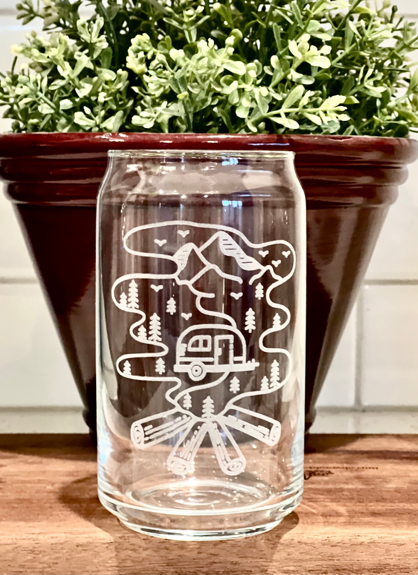 Engraved Camping/Outdoors Beer Can Glass - 16oz