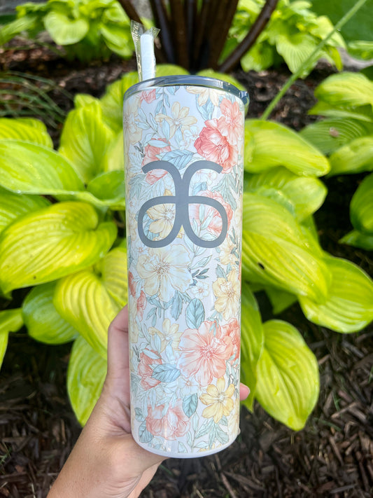 Arbonne Inspired Enchanted Garden Floral Engraved Tumbler- 20oz