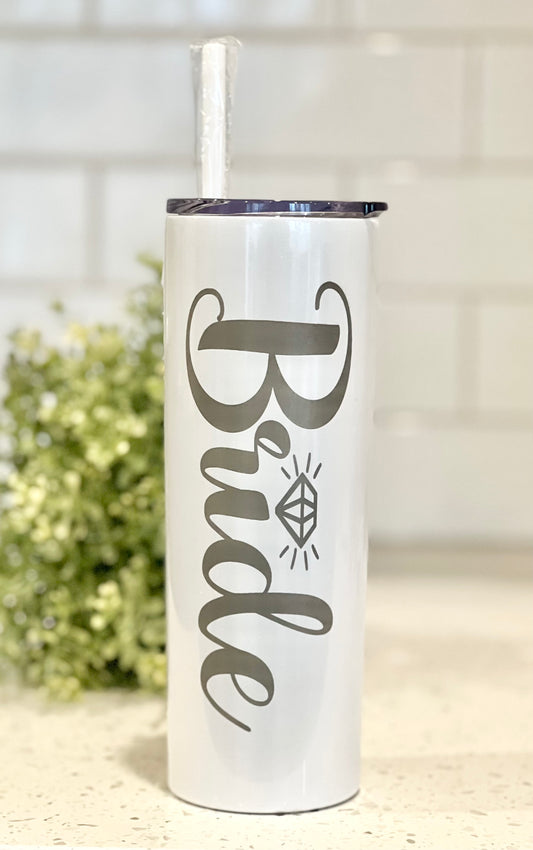 “Bride” Engraved Tumbler - Wedding - Perfect Gift - 20oz