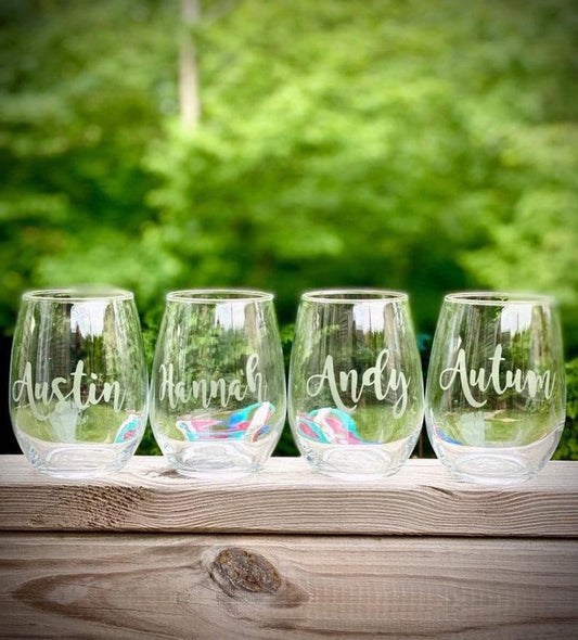 Personalized Etched Wine Glass- Name/Word/Initial