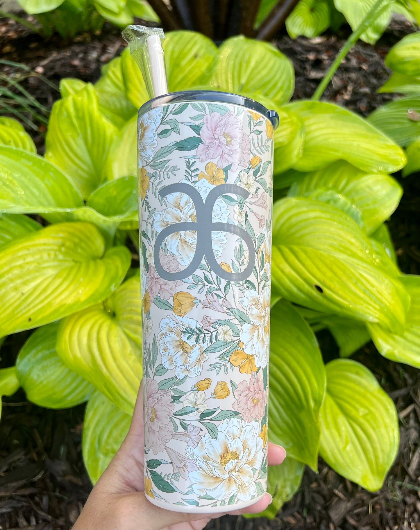 Arbonne Inspired Blush Floral - Engraved Tumbler - 20oz