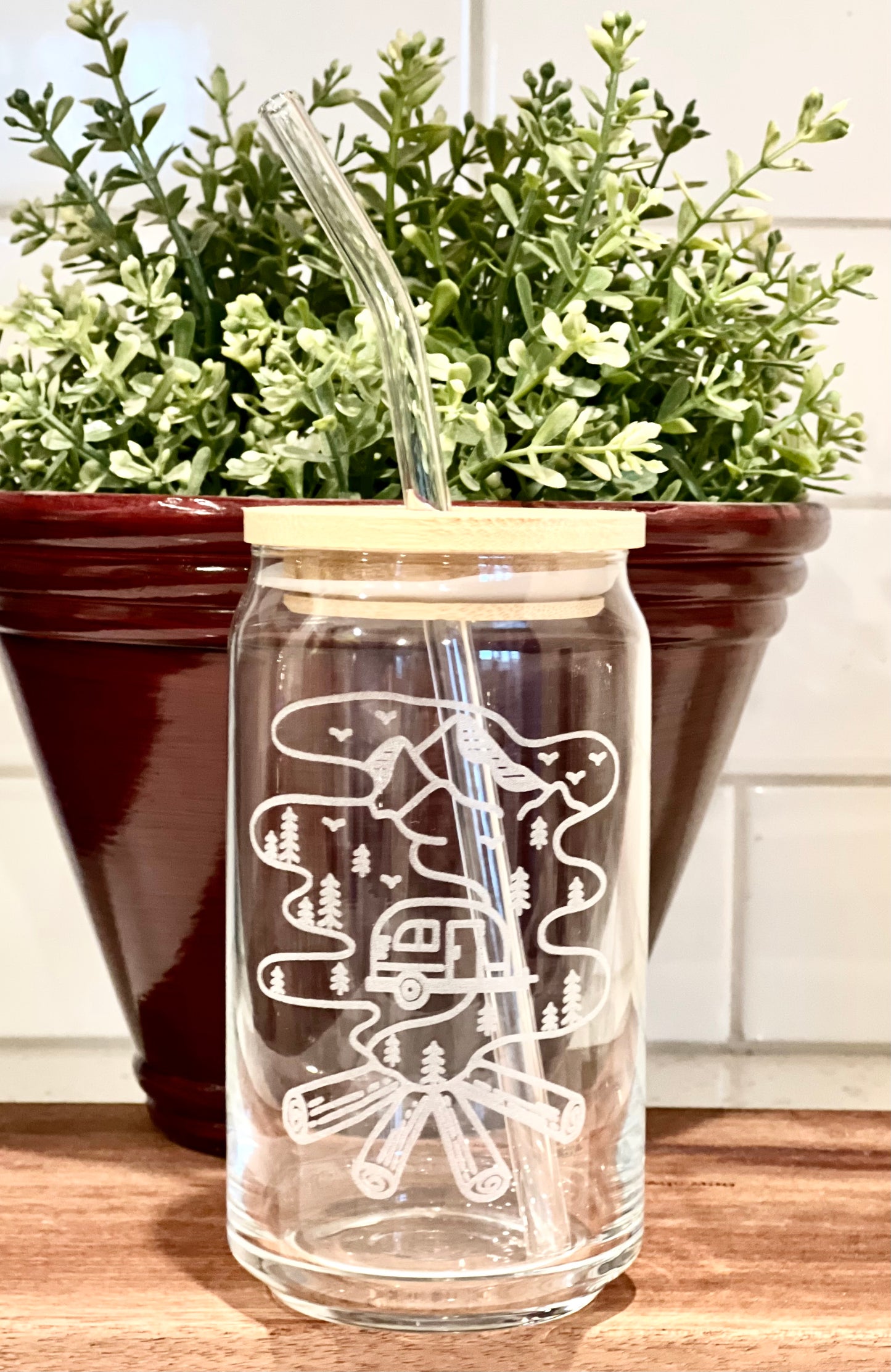 Engraved Camping/Outdoors Beer Can Glass - 16oz