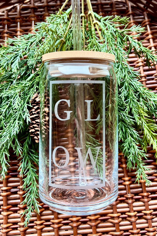 “GLOW” Arbonne Inspired Engraved Beer Can Glass - 16oz