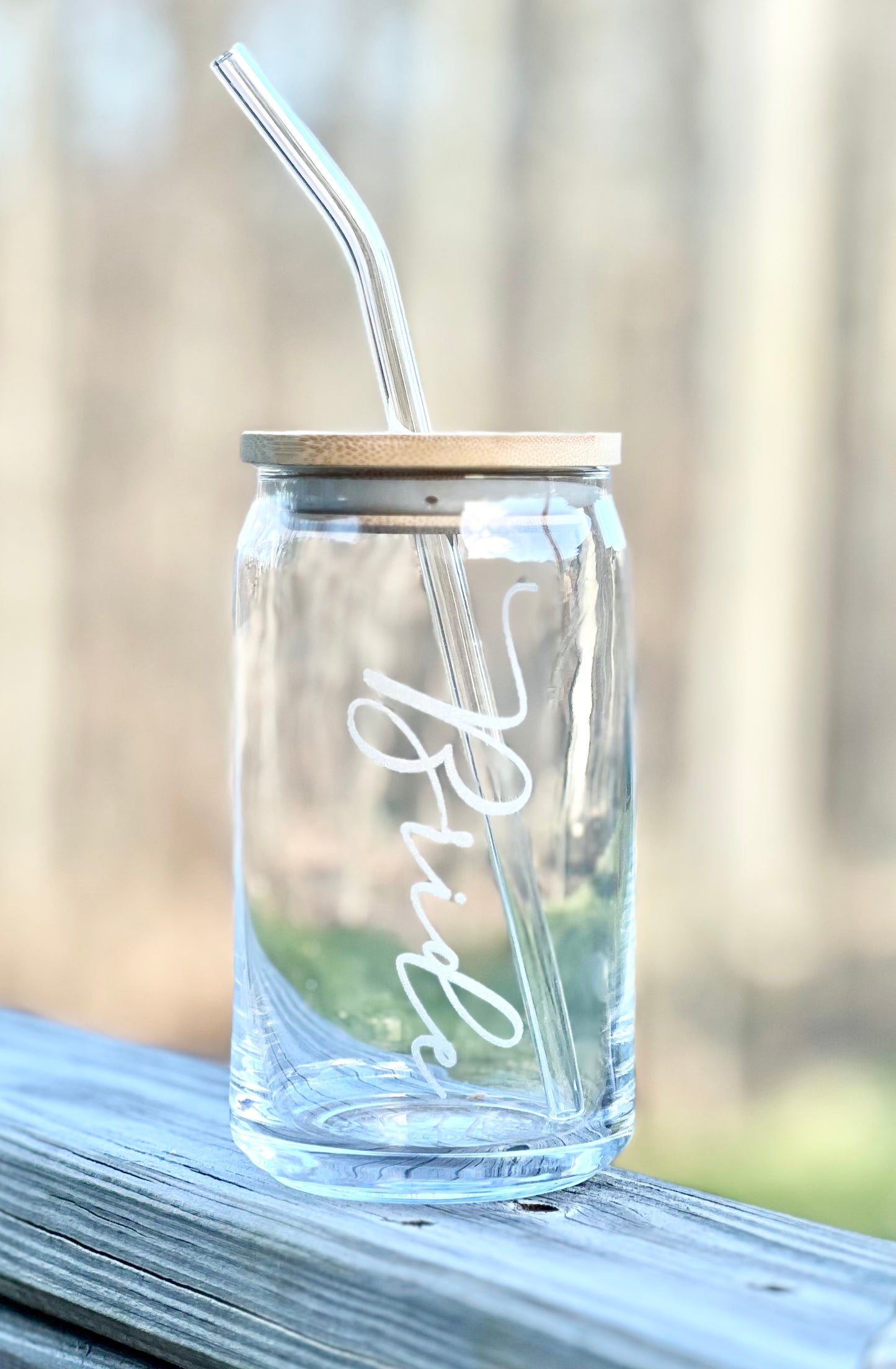 “Bride” Engraved Beer Can Glass - Iced Coffee Glass - 16oz