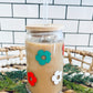 Retro Christmas Flowers - Holiday - Christmas Beer Can Glass - Iced Coffee Glass - 16oz