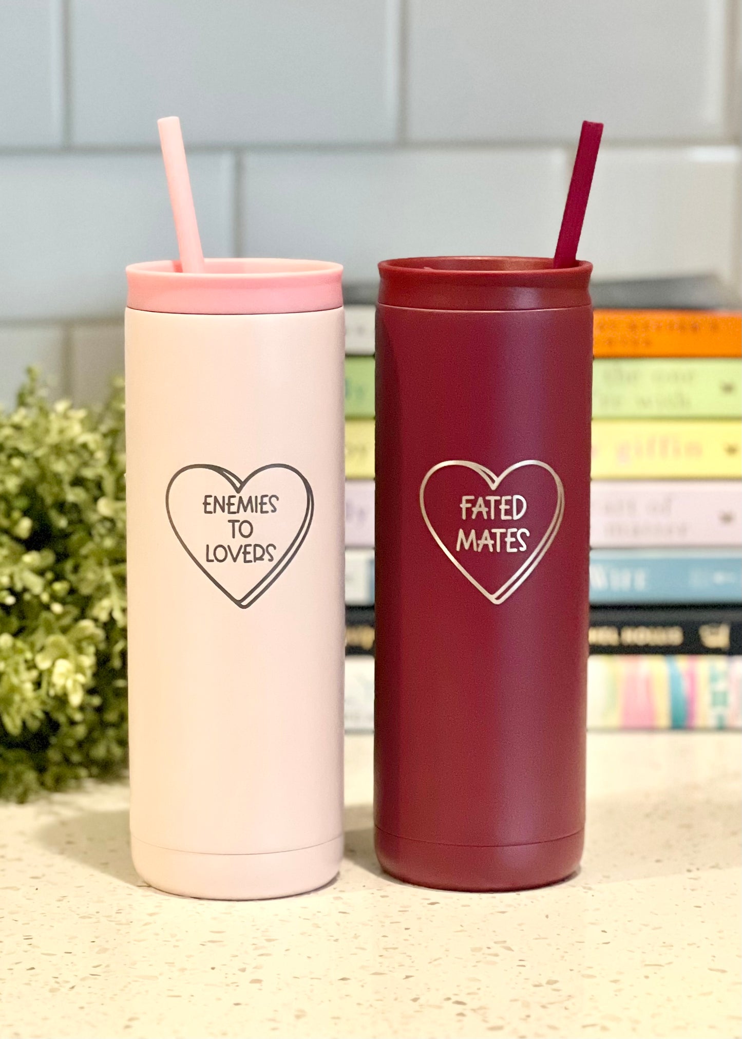 Book Trope “Conversation Heart” - Engraved Tumbler - 20oz