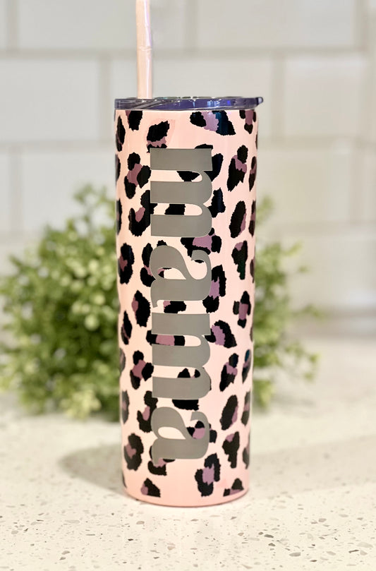 Personalized Pink Leopard/Cheetah - Engraved Tumbler - 20oz