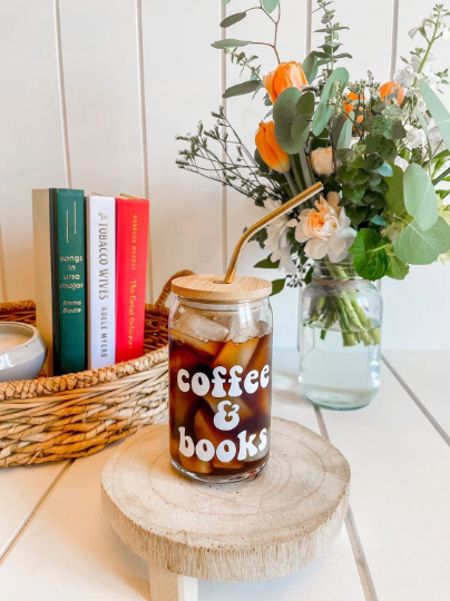 “Coffee & Books” - Beer Can Glass - 16oz