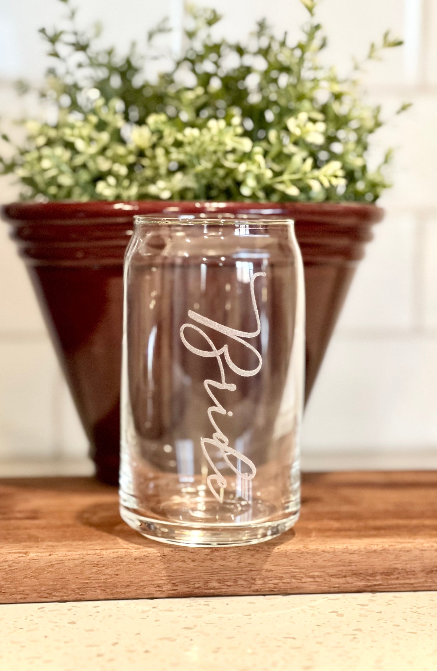 “Bride” Engraved Beer Can Glass - Iced Coffee Glass - 16oz