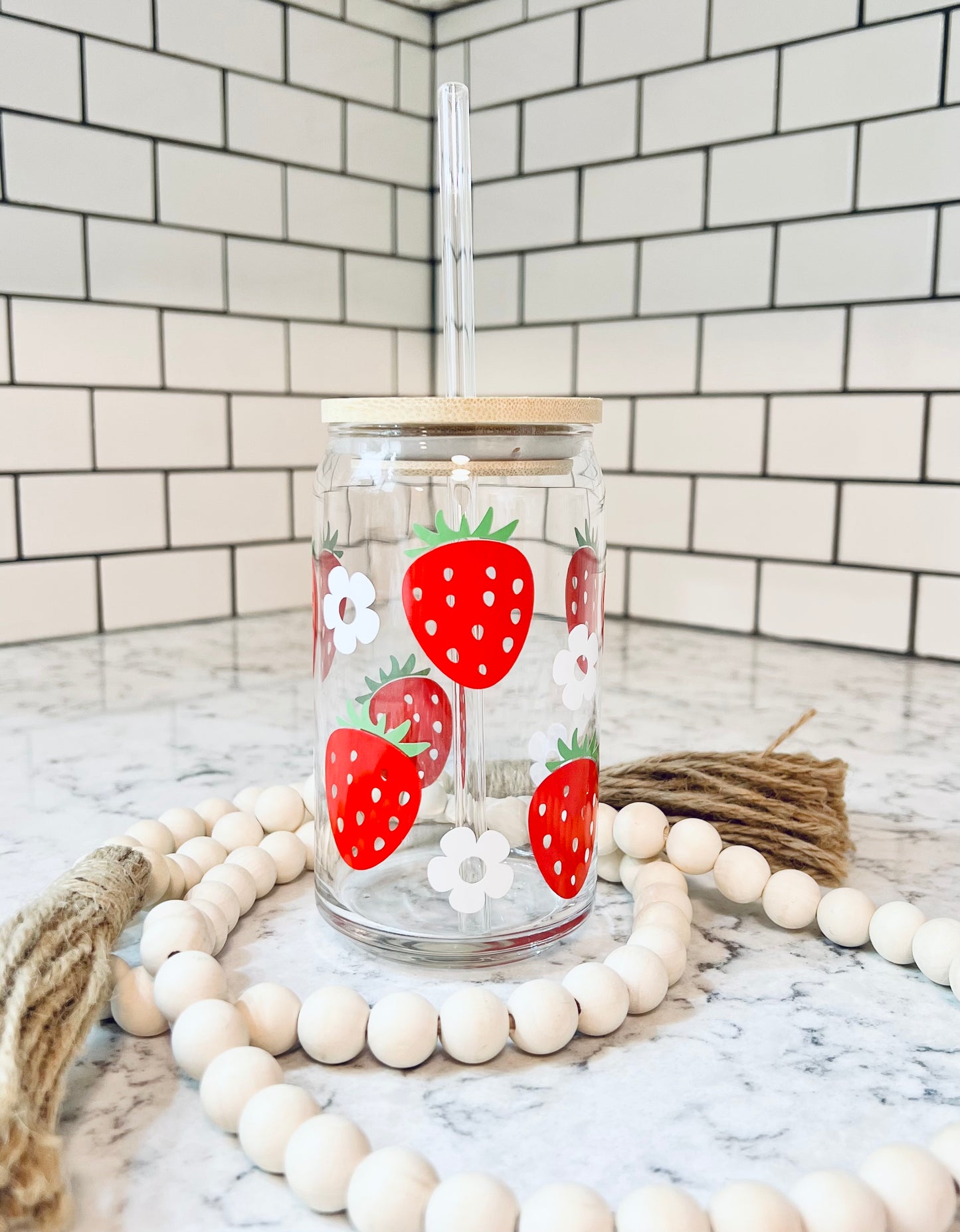 Strawberry - Spring/Summer - Beer Can Glass - 16oz