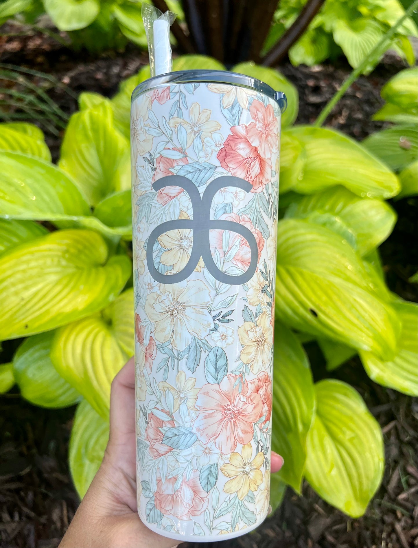 Arbonne Inspired Enchanted Garden Floral Engraved Tumbler- 20oz