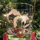 Etched Great Lakes Rocks Glass- Whiskey/Bourbon Glass