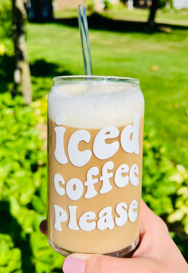 Iced Coffee Please Beer Can Glass