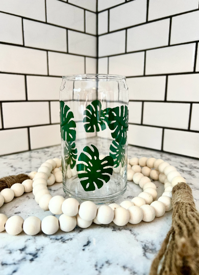 Monstera Leaf - Beer Can Glass - 16oz