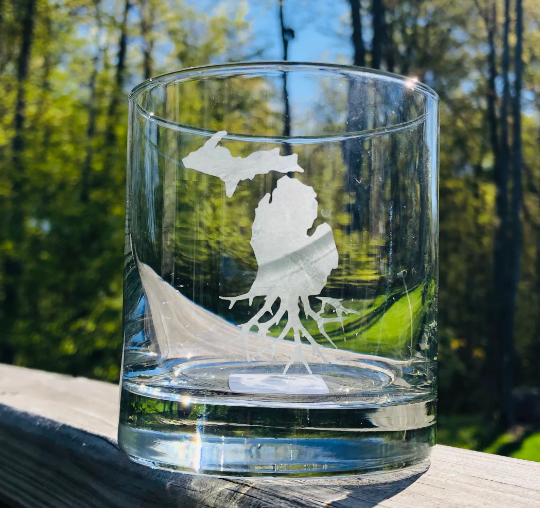 Michigan With Roots Design Michigan Roots Rocks Glass | Custom Drinkware and Engravables – Salty ...