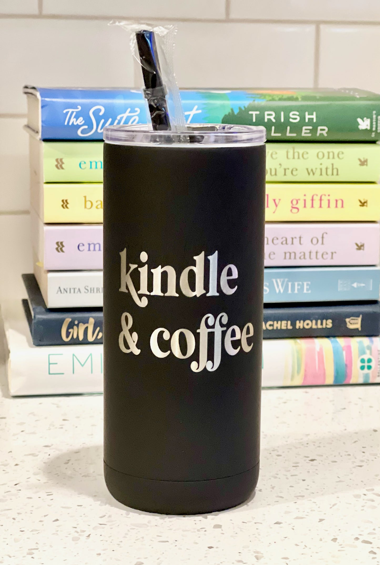 Kindle and Coffee- Book Inspired - Engraved Tumbler - 16oz